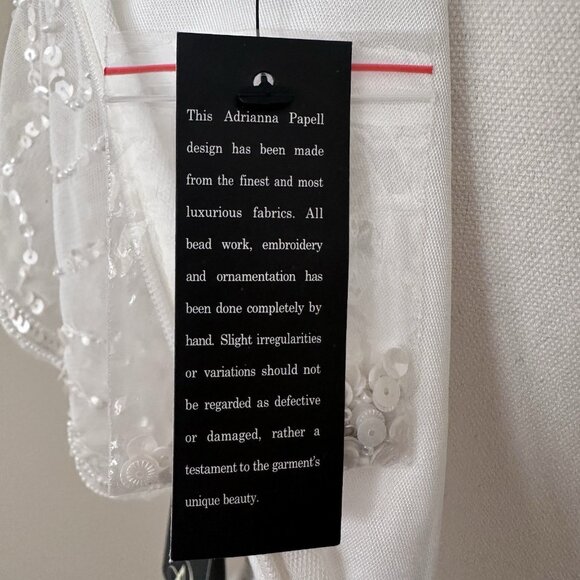 NWT Adrianna Papell White Dress $249 Flutter Sleeve Bridal Shower Women 4 Sequin - Picture 7 of 15